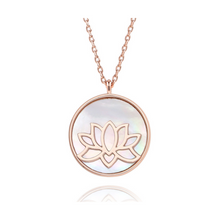 Load image into Gallery viewer, 14k Rose Gold Plated Lotus Peace Necklace