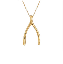 Load image into Gallery viewer, 14k gold plated wishbone pendant layering necklace
