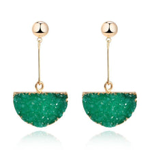 Load image into Gallery viewer, Gold Plated Dangle Druzy Natural Quartz Stone Earrings