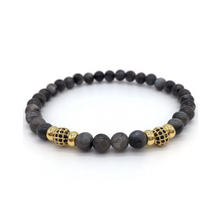 Load image into Gallery viewer, Mens Black Bead Bracelet Labradorite Mala Spiritual Bracelet