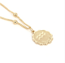 Load image into Gallery viewer, aquarius zodiac sign charm birth sign necklace