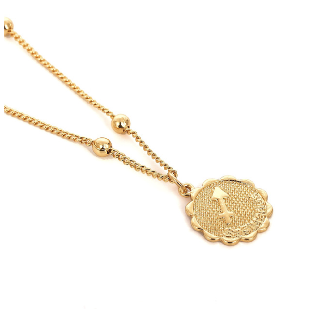 Gold Coin Zodiac Sign Necklace