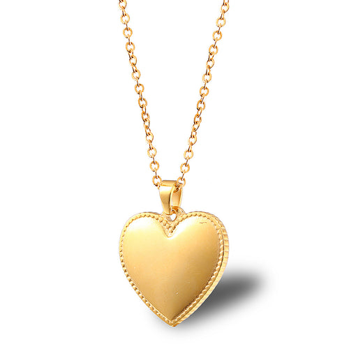puffed heart gold necklace pendant charm signature love necklace