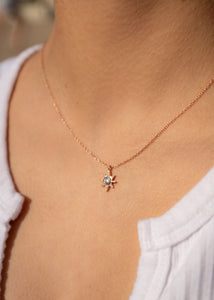 North Star Gold Charm Necklace 18k Gold Pendant Mini Star Diamond