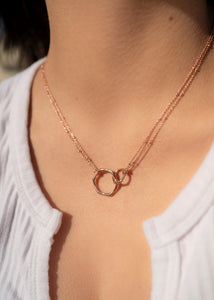 gold interlocking eternity infinity necklace charm 18k circles charm