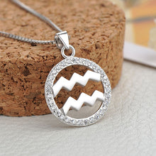 Load image into Gallery viewer, silver aquarius zodiac sign necklace astrology charm