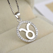 Load image into Gallery viewer, silver taurus zodiac sign necklace astrology charm