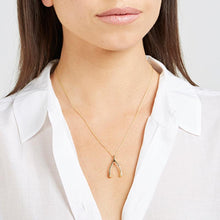 Load image into Gallery viewer, 14k gold plated wishbone pendant charm layering necklace