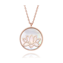 Load image into Gallery viewer, 14k Rose Gold Plated Lotus Peace Necklace 