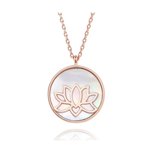 14k Rose Gold Plated Lotus Peace Necklace 