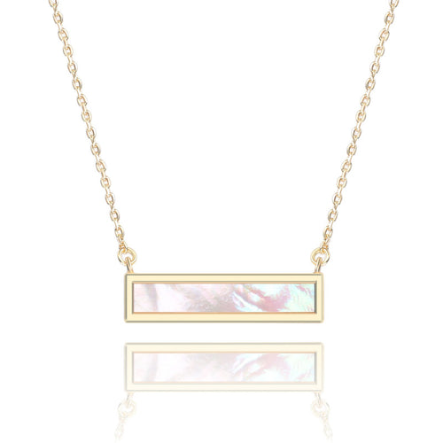 14k Gold Plated Mother of Pearl Bar Necklace 