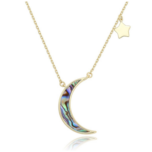 14k gold crescent moon and star layering necklace spiritual celestial