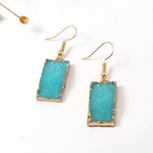 Load image into Gallery viewer, Druzy Quartz Dangle Crystal Statement Earrings in Teal