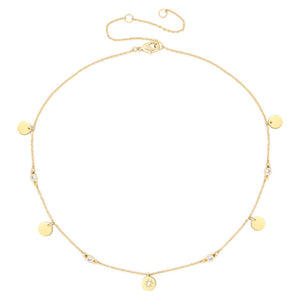 14k Yellow Gold Dainty Compass Choker Necklace