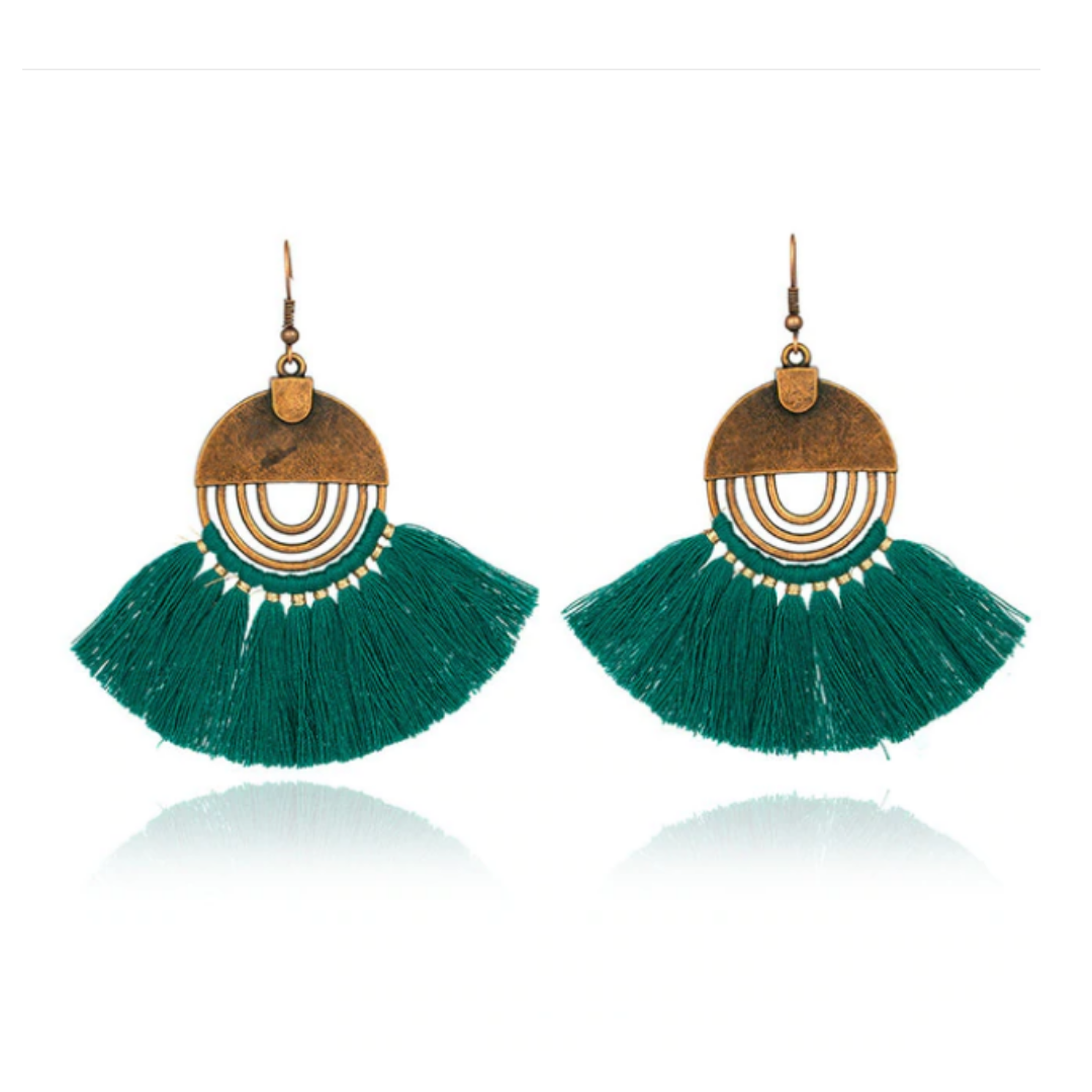 Bohemian Tassel Drop Earrings | Fan Fringe for Women Boho Tassel Dangle ...
