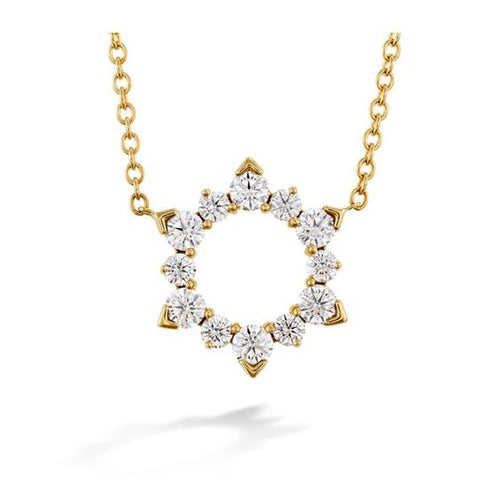 Diamond circle sun gold necklace pendant 