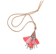 Load image into Gallery viewer, Bohemian Tassel Fringe Necklace with Leather Chain