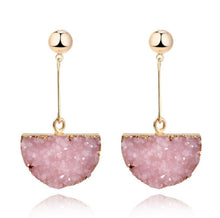 Load image into Gallery viewer, Gold Plated Dangle Druzy Natural Quartz Stone Earrings
