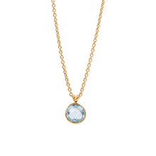 Load image into Gallery viewer, simple 18k gold layering necklace with round aquamarine stone 