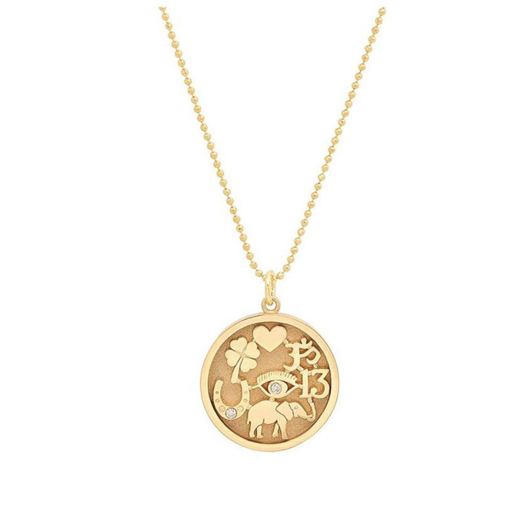 Gold Tableau Layering Medallion Protection Necklace