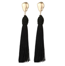 Load image into Gallery viewer, Trendy Everyday Tassel Statement Earrings for Women Black
