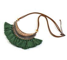 Load image into Gallery viewer, Bohemian Fringe Statement Collar Tassel Necklace Green