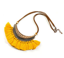 Load image into Gallery viewer, Bohemian Fringe Statement Collar Tassel Necklace Yellow