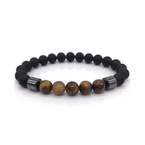 Mens Black Bead Tiger Eye Bracelet Hematite Natural Stone Spiritual Yoga Bracelet
