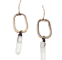 Load image into Gallery viewer, Bohemian Antique Gold Drop Earrings with Natural Crystal Stone