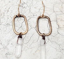 Load image into Gallery viewer, Bohemian Antique Gold Drop Earrings with Natural Crystal Stone