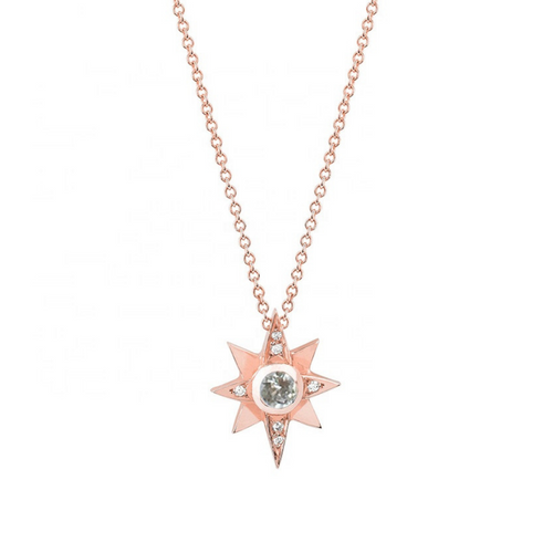 North Star Gold Charm Layering Necklace Bohemian Diamond