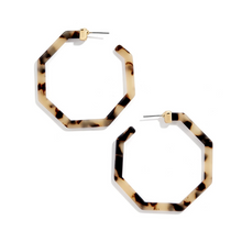 Load image into Gallery viewer, Animal Print Geometric Octagon Hoop Earrings Leopard