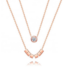 Load image into Gallery viewer, Double Chain 18k Rose Gold Layering Necklace for Women Cubic Zircon