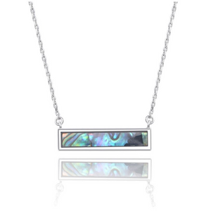 Sterling Silver Abalone Shell Bar Layering Necklace
