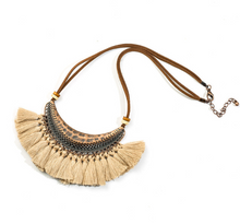 Load image into Gallery viewer, Bohemian Fringe Statement Collar Tassel Necklace Cream