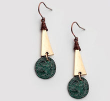 Load image into Gallery viewer, Antique Gold Disk Dangle Vintage Earrings for Women