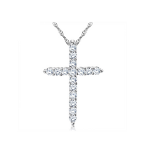 Diamond Cross Pendant Necklace White Gold Cross Shaped Jewelry