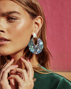 Diane Gold Statement Earrings In Abalone Shell