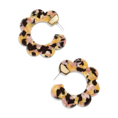 Flower Shape Tortoise Hoop Statement Earrings