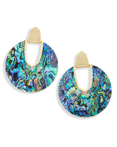 Diane Gold Statement Earrings In Abalone Shell