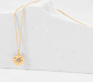 Minimalist Gold Round Coin Pendant Layering Necklace