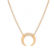 Load image into Gallery viewer, 18k gold crescent moon horn necklace pendant