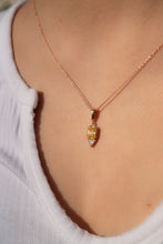 Load image into Gallery viewer, gold citrine stone birth sign necklace canary yellow gemstone pendant gold citrine jewelry