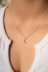 gold mini crescent moon charm astrology necklace gold moon jewelry gift for astrology lovers