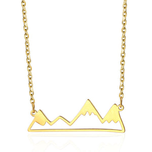 gold mountain shaped jewelry necklace charm gift ideas for outdoors lovers