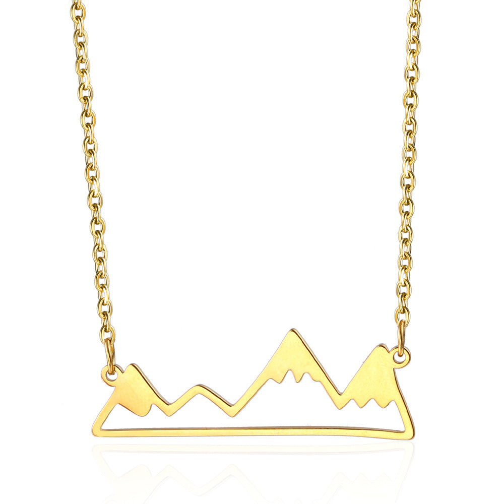 gold mountain shaped jewelry necklace charm gift ideas for outdoors lovers