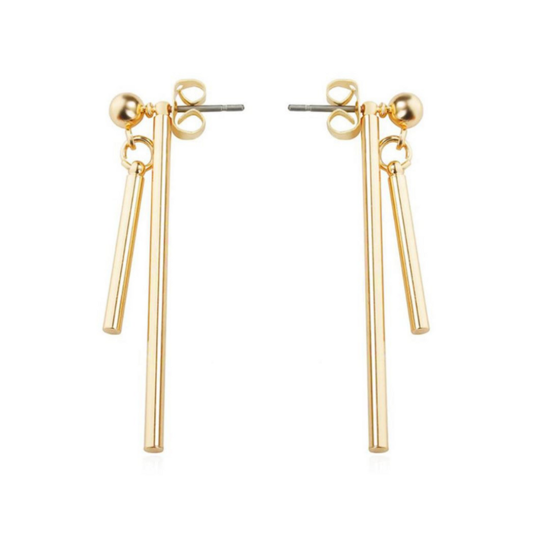 Double-Sided Simple Gold Edgy Minimalist Earrings for Women