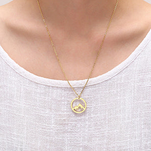 gold mountain shaped pendant necklace gift ideas for outdoor lovers