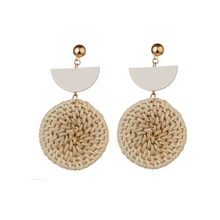 Load image into Gallery viewer, Natural Rattan Wood Earrings for Summer
