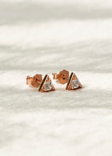 Load image into Gallery viewer, gold triangle shape diamond stud earrings for women jewelry